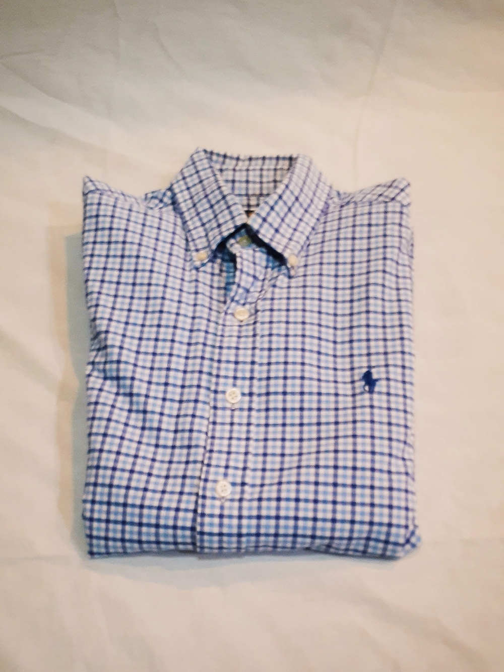 Ralph Lauren Blue and White Check Button-Down Shirt